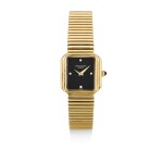 PATEK PHILIPPE  |  REFERENCE 4429/1,  A YELLOW GOLD AND DIAMOND-SET BRACELET WATCH WITH ONYX DIAL, MADE IN 1980