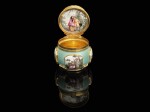A Meissen porcelain fond celadon snuff box with gold mounts, circa 1740