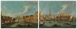 Venice, a view of the Bacino di San Marco and the Doge's Palace; and Venice, a view of the Rialto Bridge and the Riva del Vin