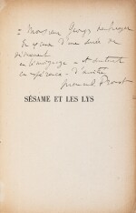 La Bible d'Amiens. [Et :] Sésame et les Lys. Les deux exemplaires avec un envoi a.s.
