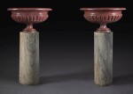 A PAIR OF LARGE SCALE ITALIAN CARVED RED EGYPTIAN PORPHYRY OVAL VASES ROME, 18TH CENTURY
