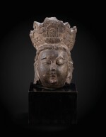 A superb limestone head of a Bodhisattva, probably Avalokiteshvara Liao dynasty–Song dynasty | 遼至宋 石灰石雕菩薩頭像
