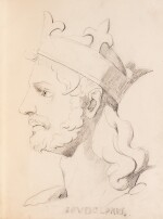 Portraits des rois par son maître de dessin, légendés par le jeune duc de Bordeaux.