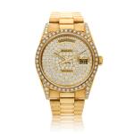 Reference 18388 Day-Date, A yellow gold and diamond-set wristwatch with day, date and bracelet, Circa 1994
