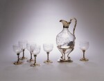 Astor Family: American Silver-Mounted Claret Jug and Six Matching Glasses, Edward C. Moore for Tiffany & Co., New York, Circa 1863-64