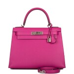 Hermès Rose Pourpre Sellier Kelly 28cm of Epsom Leather with Palladium Hardware 
