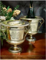 A PAIR OF GEORGE IV SILVER-GILT WINE COOLERS, PHILLIP RUNDELL, LONDON, 1821