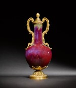 A Louis XV gilt-bronze mounted Chinese flambé glazed vase, the porcelain Qianlong, the mounts circa 1765