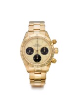 ROLEX | REFERENCE 6265/6263 DAYTONA ‘R-SERIAL’  A YELLOW GOLD CHRONOGRAPH WRISTWATCH WITH REGISTERS AND BRACELET, CIRCA 1987