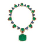 David Webb | Emerald, Ruby, Sapphire and Diamond Necklace [祖母綠配紅寶石、藍寶石及鑽石項鏈]