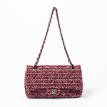 Burgundy and Pink Classic Double Flap 26 in Tweed Quilted Canvas with Gunmetal Hardware, 2014-2015