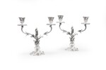 A pair of Louis XV-style silver two-light candelabra, Georges Bachelet, Paris, circa 1880 | Paire de petits chandeliers à deux lumières de style Louis XV en argent par Georges Bachelet, Paris, vers 1880