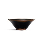A Jian black-glazed conical bowl, Song dynasty 宋 建窰烏金釉斗笠盌