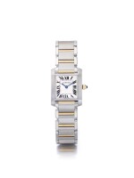 CARTIER | TANK FRANCAISE REF 2384, A LADY'S STAINLESS STEEL AND YELLOW GOLD WRISTWATCH WITH BRACELET CIRCA 2005
