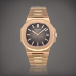 Nautilus, Reference 5711/1R-001 A pink gold wristwatch with date and bracelet Circa 2017  |  百達翡麗 | Nautilus 型號 5711/1R-001 粉紅金鍊帶腕錶備日期顯示，製作年份約 2017