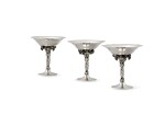Three silver cups on foot, grape pattern, Jensen, Copenhagen, 20th century | Trois coupes sur pied en argent, modèle raisin, par Jensen, Copenhague, XXe siècle 