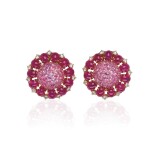  PAIR OF RUBY, PINK SAPPHIRE AND DIAMOND EAR CLIPS, MICHELE DELLA VALLE