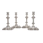 A set of four George II silver table candlesticks, George Wickes, London, 1738