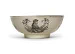A Wedgwood creamware transfer-printed commemorative punch bowl, late 18th century