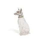 Hair of the Dog. A Continental electroplate mounted glass Schnapps-Pinscher , unmarked, German or Austrian, circa 1900
