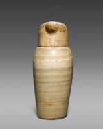 An Egyptian Alabaster Canopic Jar and Lid, 26th/ 30th Dynasty, 664-342 B.C.