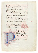 Leaf from an Antiphonary, decorated manuscript in Latin on vellum, [Italy, 15th century]