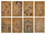 Artistes variés Ensemble de douze peintures et calligraphies | 書畫 一組十二幀 | Various artists  Set of Twelve Paintings and Calligraphies, ink and colour on paper and on silk, of which eight hanging scrolls, and one handscroll