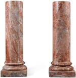 Lot 18 A PAIR OF MOTTLED PINK MARBLE PEDESTALS, PROBABLY ITALIAN, 19TH CENTURY