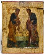 AN ICON OF SAINTS PETER AND PAUL, RUSSIAN SCHOOL, NOVGOROD, LATE 15TH CENTURY