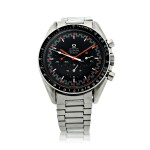 REFERENCE 145012 SPEEDMASTER 'RED RACING DIAL'  RETAILED BY MEISTER: A STAINLESS STEEL CHRONOGRAPH WRISTWATCH WITH BRACELET, CIRCA 1967