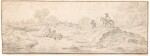 ATTRIBUTED TO CORNELIS SYMONSZ. VAN DER SCHALCKE | DUNE LANDSCAPE WITH TRAVELLERS AND OTHER FIGURES, A VILLAGE BEHIND