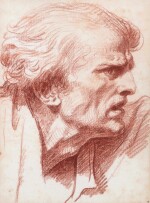 Study of the head of a man, seen in profile, his mouth agape with an expression of anger