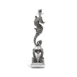 An Italian large silver seahorse candlestick/lamp, Buccellati, Milan, modern | Grand flambeau hippocampe en argent par Buccellati, Milan, moderne