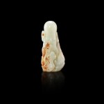 A white and russet jade 'Shoulao, deer and bat' group, 17th century 十七世紀 白玉福祿壽全