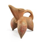 A red pottery tripod ewer, Longshan culture, c. 2500-2000 B.C. 龍山文化 紅陶鬹