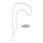 Diamond Double-Clip Brooch and Chain