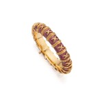 Gold and Enamel 'Croisillon' Bangle-Bracelet
