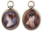 A pair of French oval miniatures on ivory representing a couple, Charles de Chatillon, Paris, circa 1800 | Paire de miniatures ovales sur ivoire représentant un couple par Charles de Chatillon, Paris, vers 1800