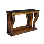 A Regency brass-inlaid rosewood and ebonised architectural console, circa 1815, manner of Gillows