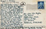 Sylvia Plath | Autograph postcard signed, to Edith & William Hughes, from California, 3 August 1959
