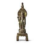 A small gilt-bronze figure of Avalokiteshvara, Sui dynasty | 隋 銅鎏金觀音立像