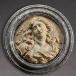 Circle of Giuseppe Mazzuoli (1644-1725) | Italian, possibly Siena, early 18th century | Relief roundel with Cleopatra