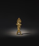 A miniature gilt-bronze figure of Buddha Sui dynasty | 隋 鎏金銅佛立像