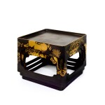 A set of three Japanese gilt-decorated lacquer modular stacking tables, 20th century