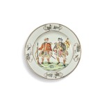 A Rare and Important Chinese Export 'Scotsmen' Plate, Qing Dynasty, Qianlong Period, circa 1745-50