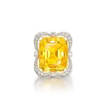 Yellow Sapphire and Diamond Ring | 51.50克拉 天然「斯里蘭卡」未經加熱黃色剛玉 配 鑽石 戒指