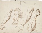 FRANCESCO SABATELLI  |  STUDIES OF ARMS AND A STUDY OF A MAN'S HEAD IN PROFILE