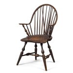 A Black-Painted Continuous Arm Brace-Back Bow-Back Windsor Armchair, New York, Circa 1800