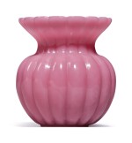 A small pink glass fluted jar, Qing dynasty, 18th century