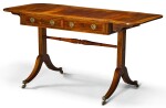 A REGENCY BOXWOOD STRUNG ROSEWOOD AND BURR-YEW SOFA TABLE, CIRCA 1810